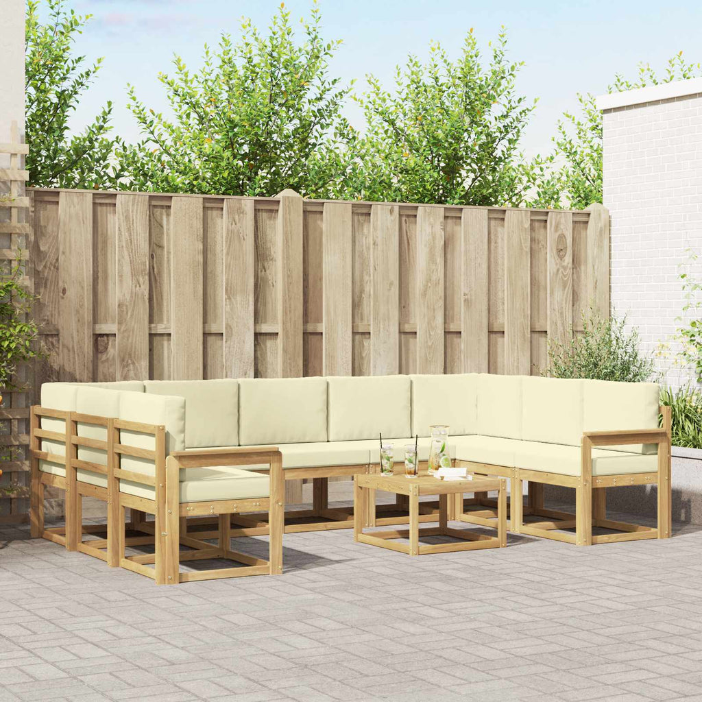 vidaXL Zestaw sof na zewnątrz 10 pcs Biały i kremowy 59 x 59 x 37 cm