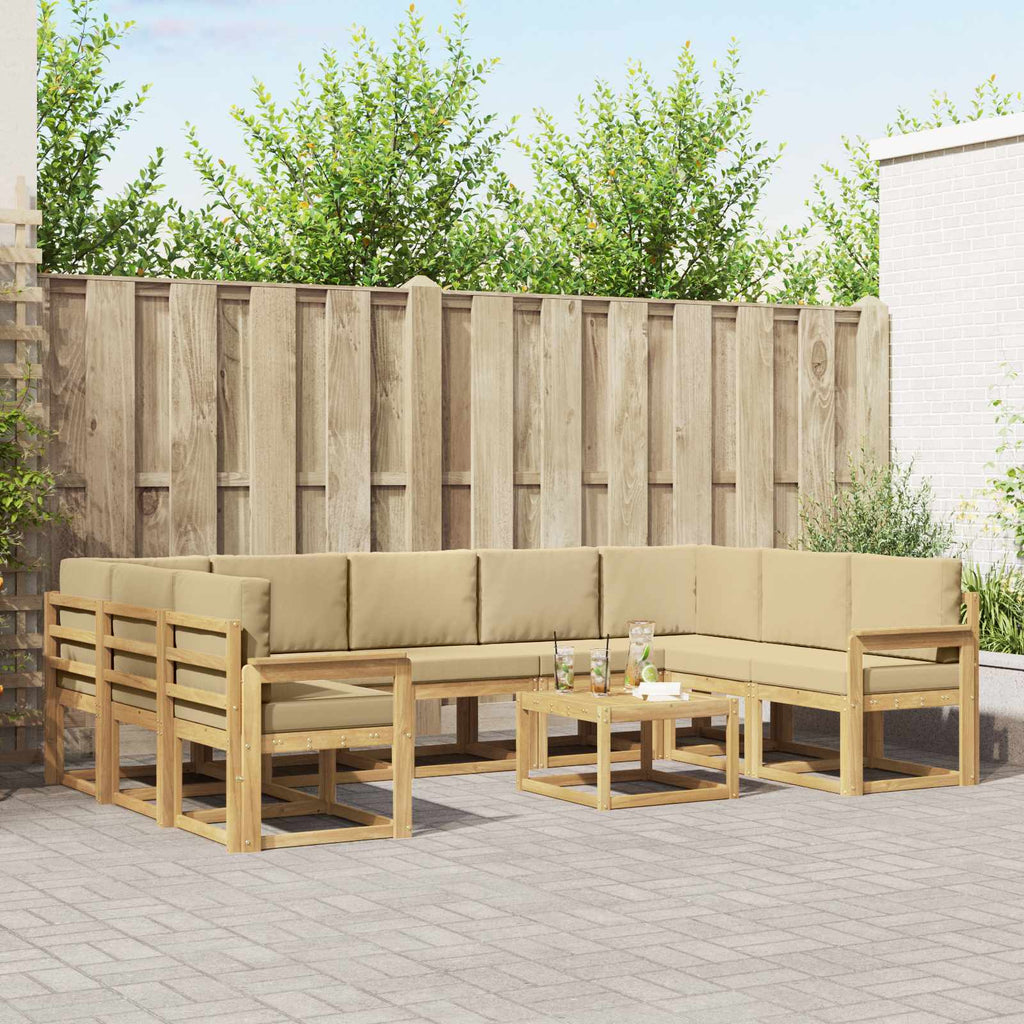 vidaXL Zestaw sof na zewnątrz 10 pcs Biały i Beżowy 59 x 59 x 37 cm