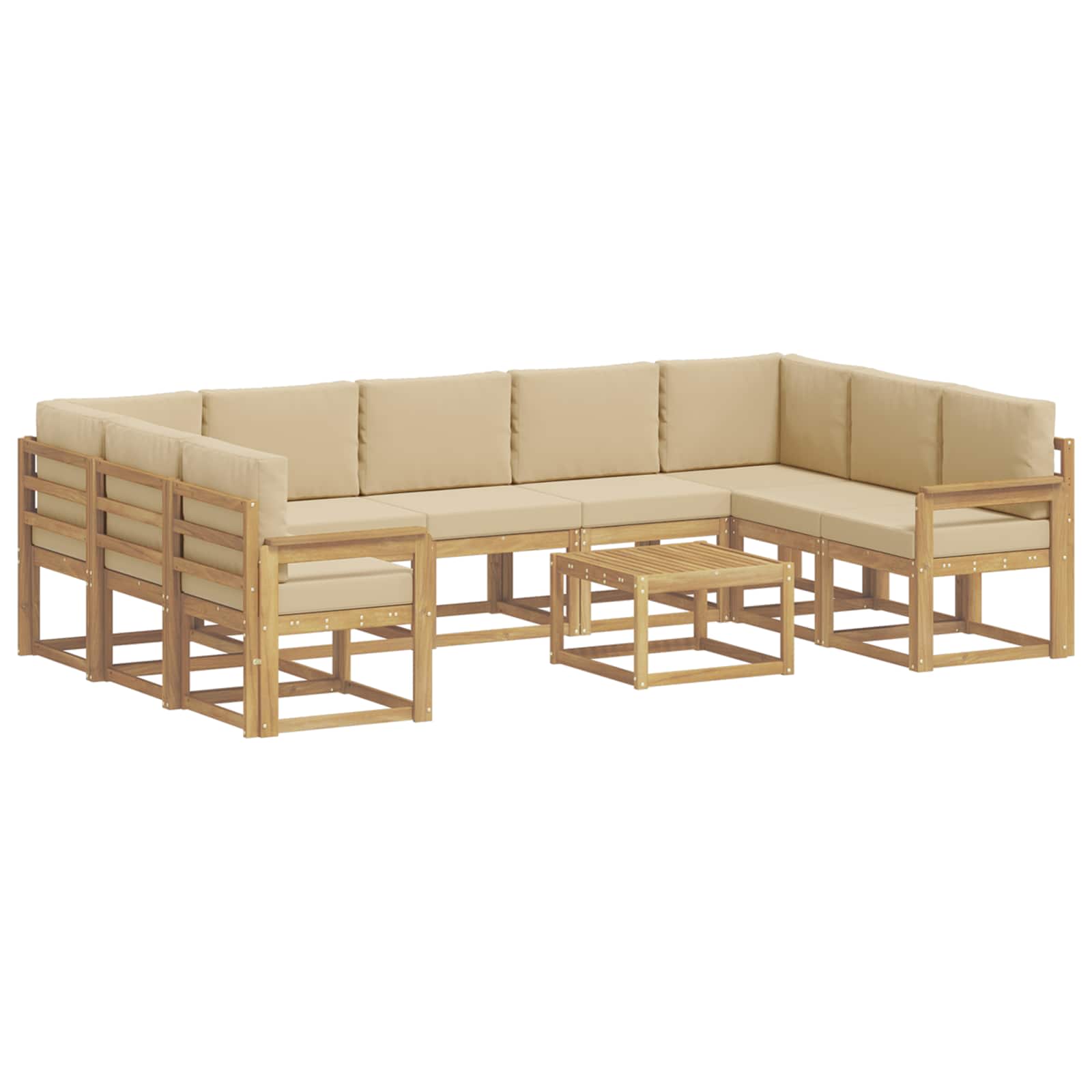 vidaXL Zestaw sof na zewnątrz 10 pcs Biały i Beżowy 59 x 59 x 37 cm