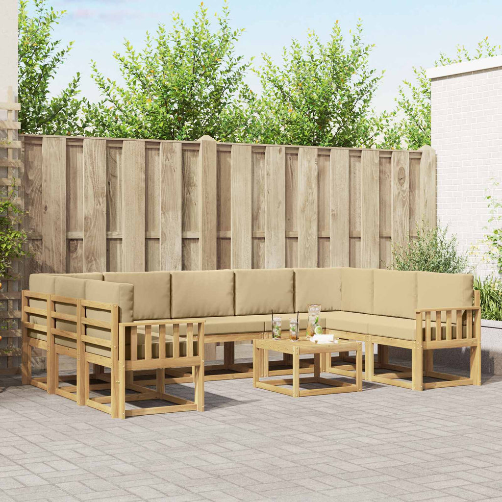 vidaXL Zestaw sof na zewnątrz 10 pcs Biały i Beżowy 59 x 59 x 37 cm