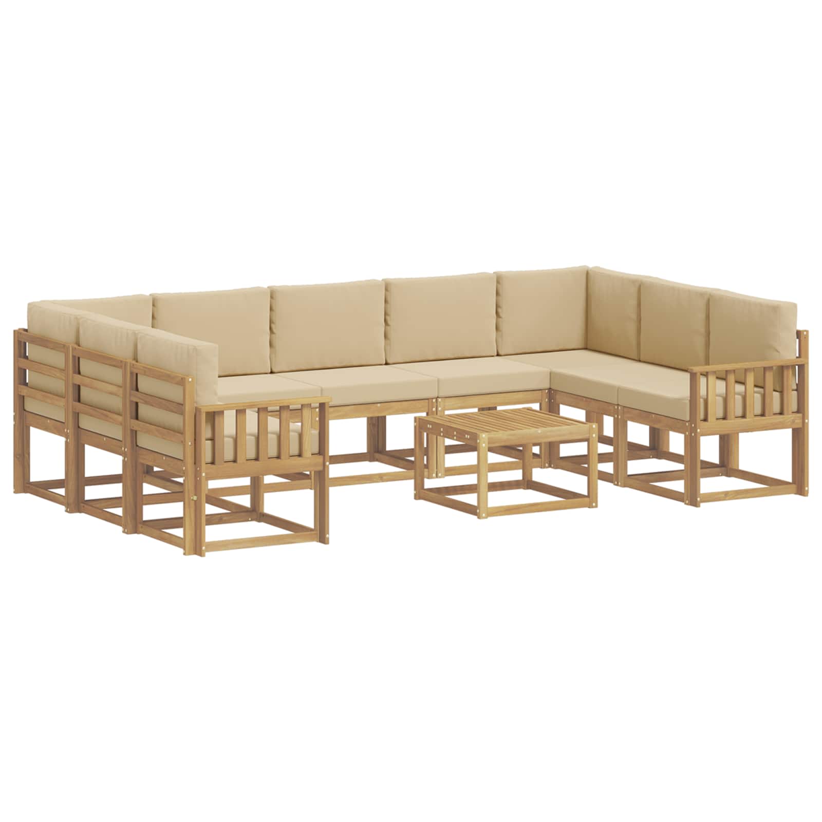 vidaXL Zestaw sof na zewnątrz 10 pcs Biały i Beżowy 59 x 59 x 37 cm