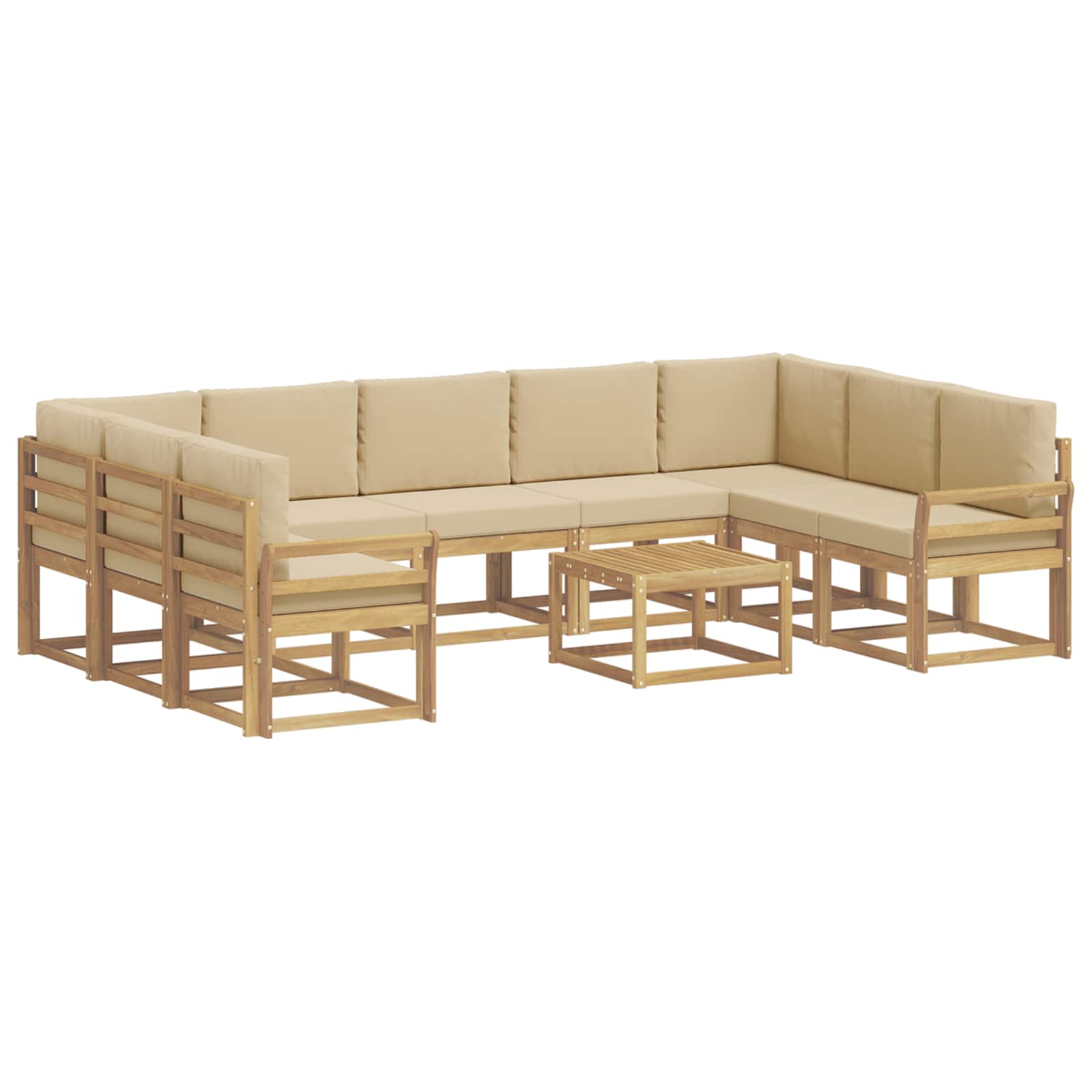 vidaXL Zestaw sof na zewnątrz 10 pcs Biały i Beżowy 59 x 59 x 37 cm