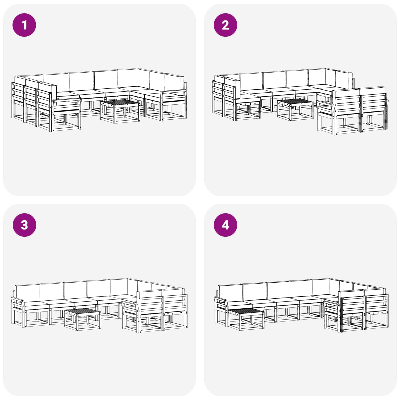 vidaXL Zestaw sof na zewnątrz 10 pcs Biały i Beżowy 59 x 59 x 37 cm
