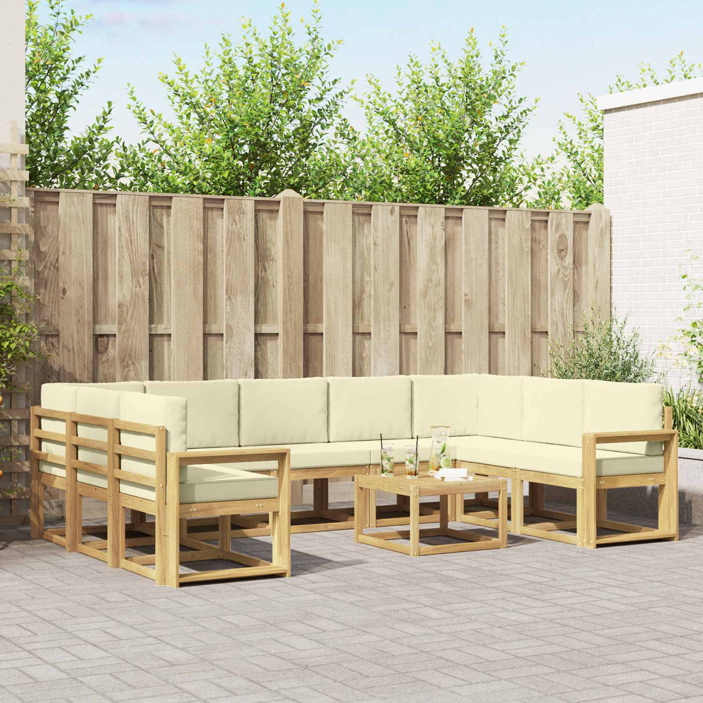 vidaXL Zestaw sof na zewnątrz 10 pcs Biały i kremowy 59 x 59 x 37 cm