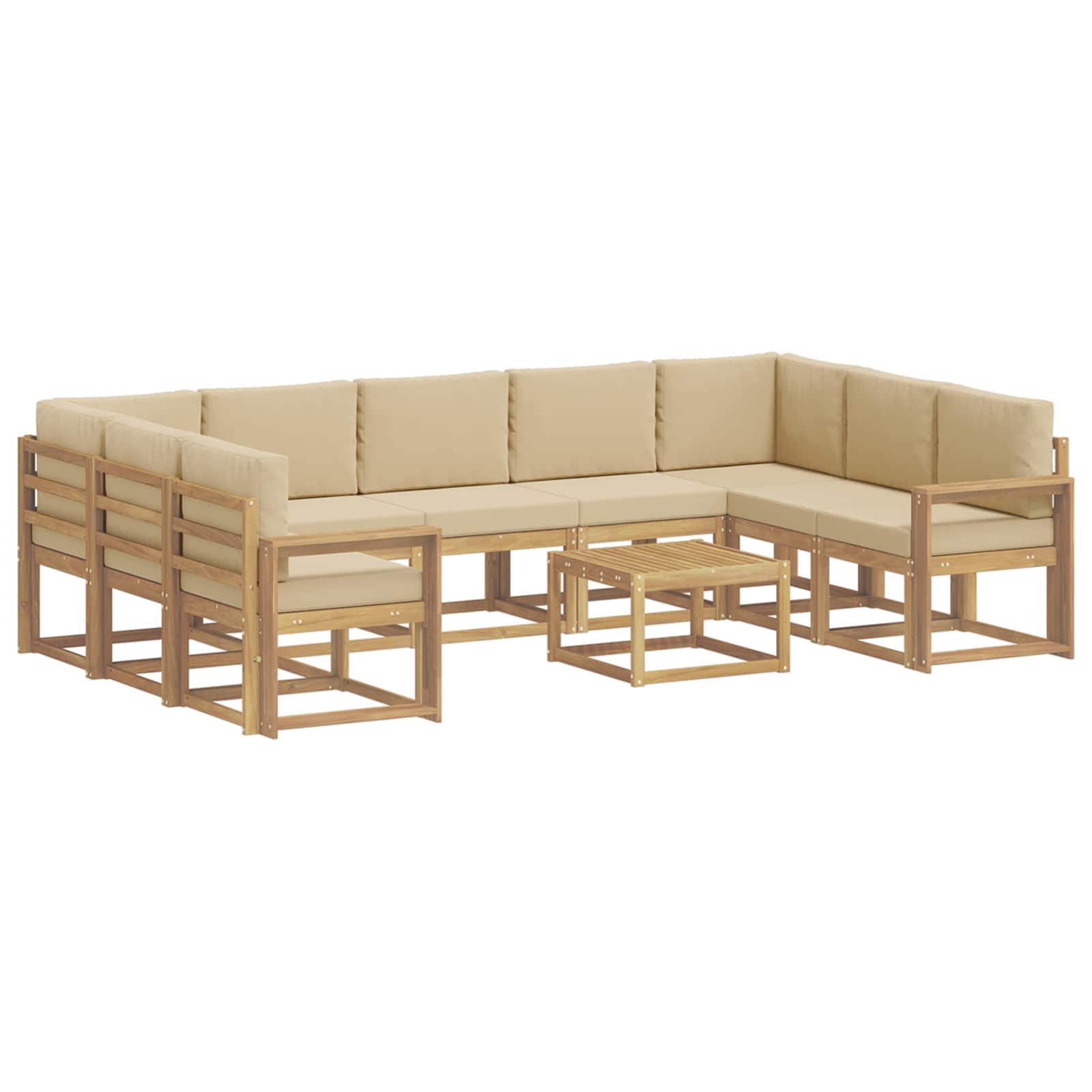 vidaXL Zestaw sof na zewnątrz 10 pcs Biały i Beżowy 59 x 59 x 37 cm