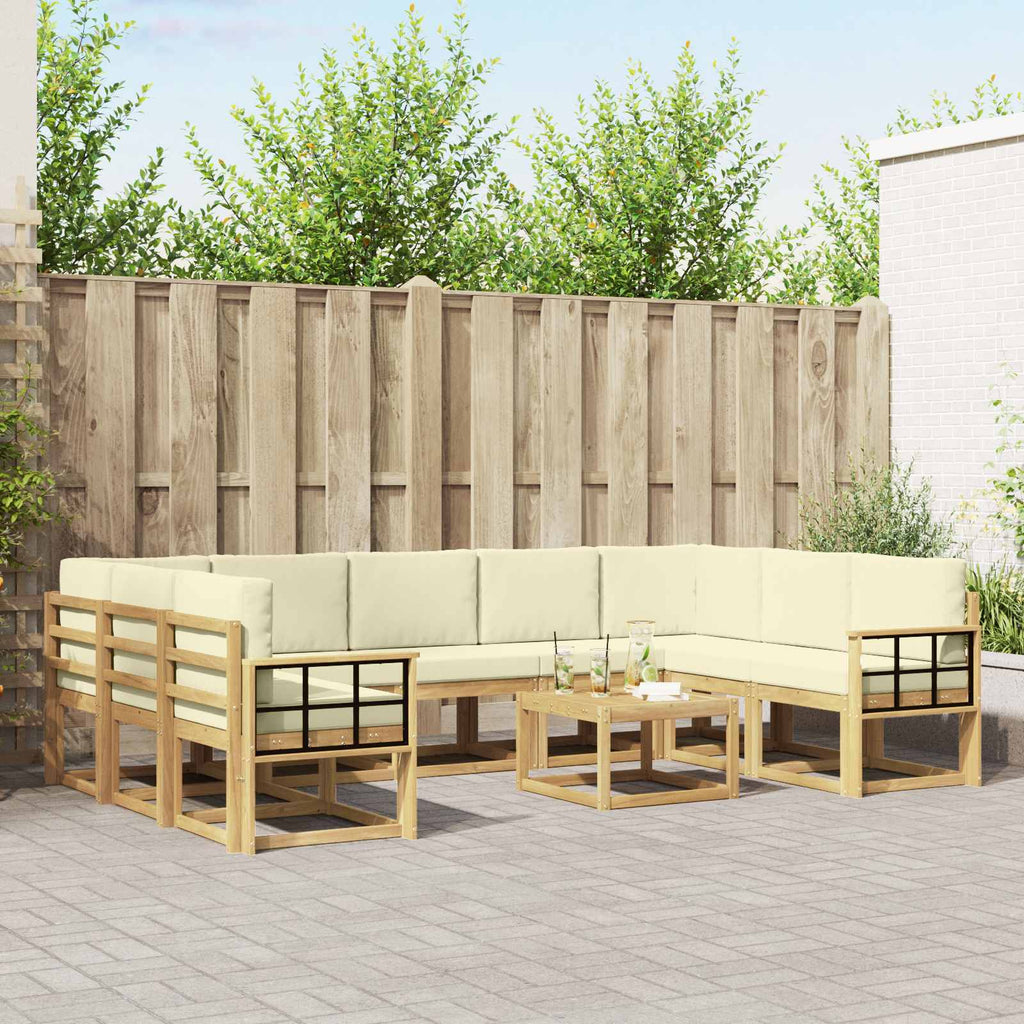 vidaXL Zestaw sof na zewnątrz 10 pcs Biały i kremowy 59 x 59 x 37 cm