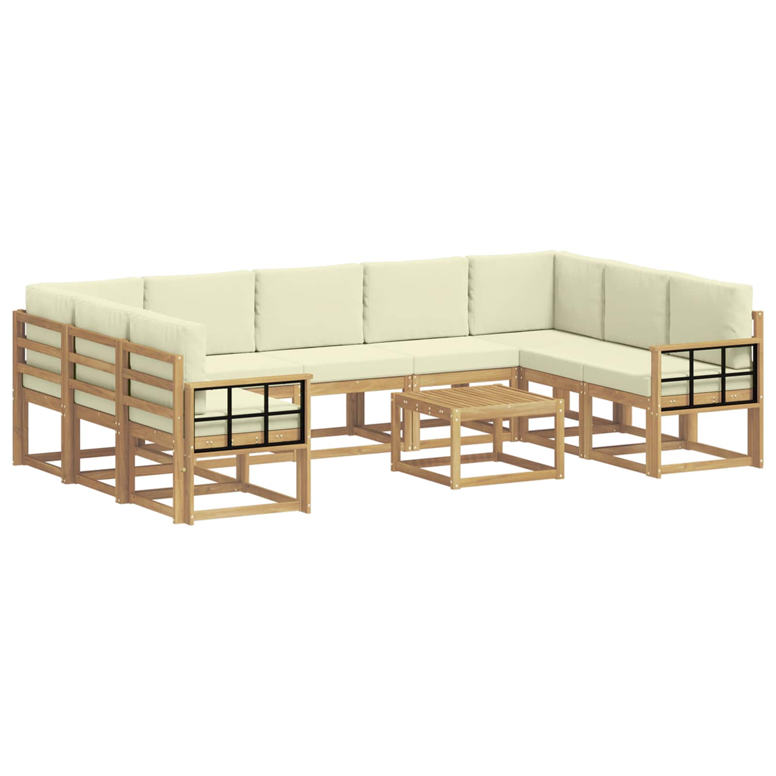 vidaXL Zestaw sof na zewnątrz 10 pcs Biały i kremowy 59 x 59 x 37 cm