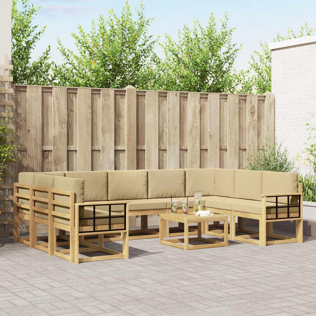 vidaXL Zestaw sof na zewnątrz 10 pcs Biały i Beżowy 59 x 59 x 37 cm