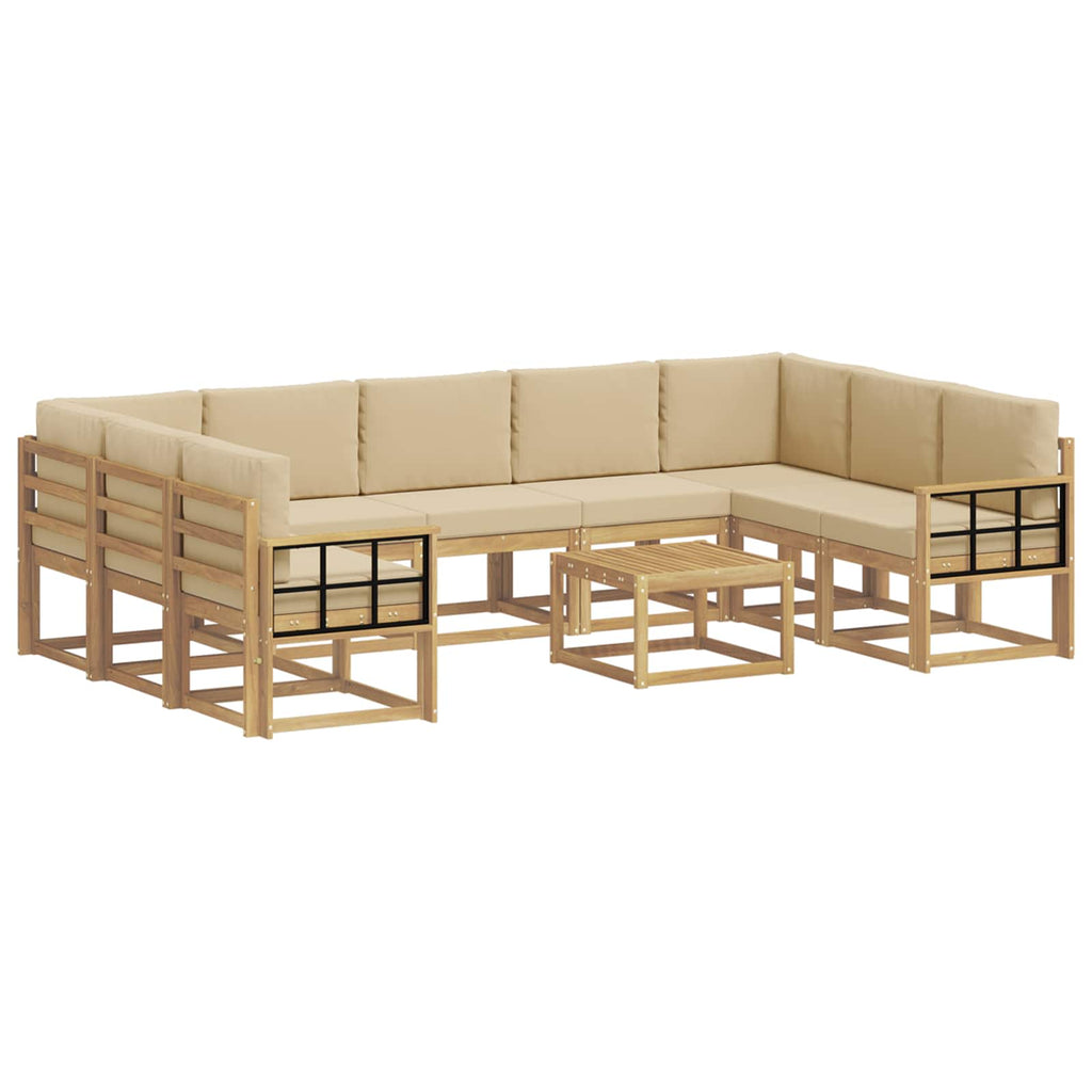 vidaXL Zestaw sof na zewnątrz 10 pcs Biały i Beżowy 59 x 59 x 37 cm