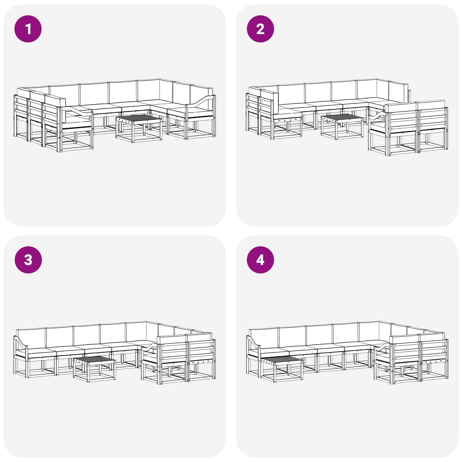 vidaXL Zestaw sof na zewnątrz 10 pcs Biały i kremowy 59 x 59 x 37 cm