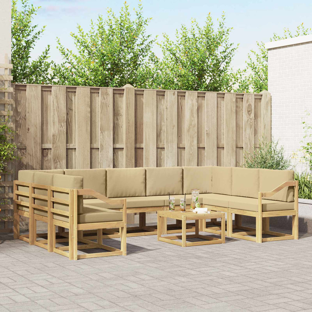 vidaXL Zestaw sof na zewnątrz 10 pcs Biały i Beżowy 59 x 59 x 37 cm