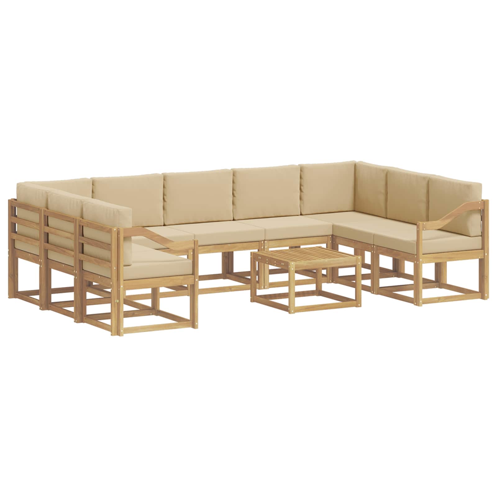 vidaXL Zestaw sof na zewnątrz 10 pcs Biały i Beżowy 59 x 59 x 37 cm