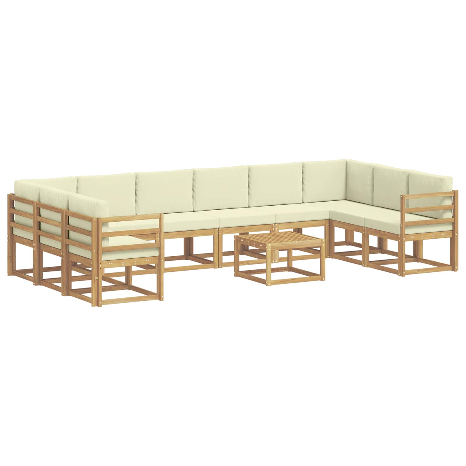 vidaXL Zestaw sof na zewnątrz z poduszką 11 pcs Biały i kremowy