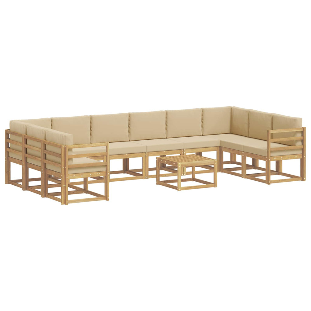 vidaXL Zestaw sof na zewnątrz z poduszką 11 pcs Biały i Beżowy