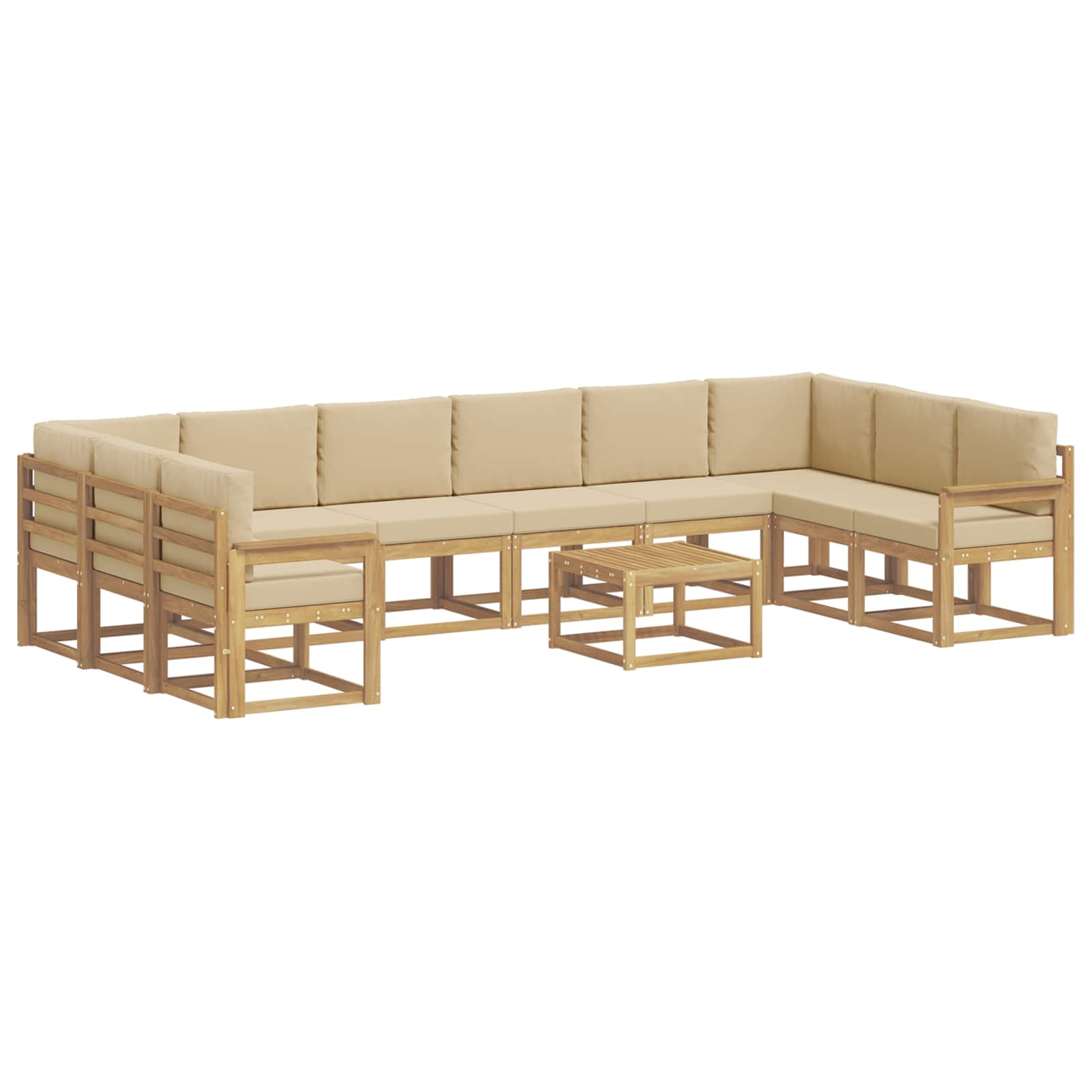 vidaXL Zestaw sof na zewnątrz z poduszką 11 pcs Biały i Beżowy