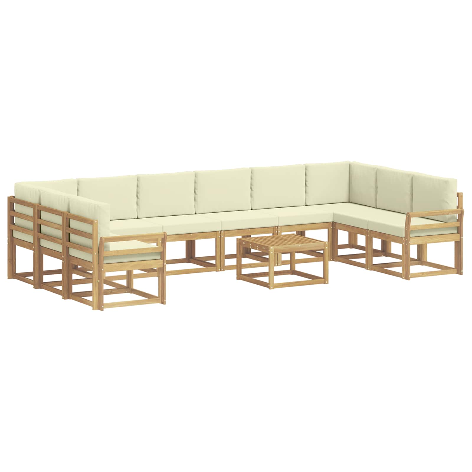 vidaXL Zestaw sof na zewnątrz z poduszką 11 pcs Biały i kremowy
