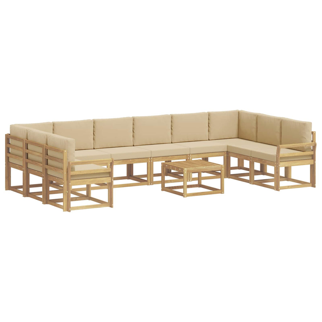 vidaXL Zestaw sof na zewnątrz z poduszką 11 pcs Biały i Beżowy