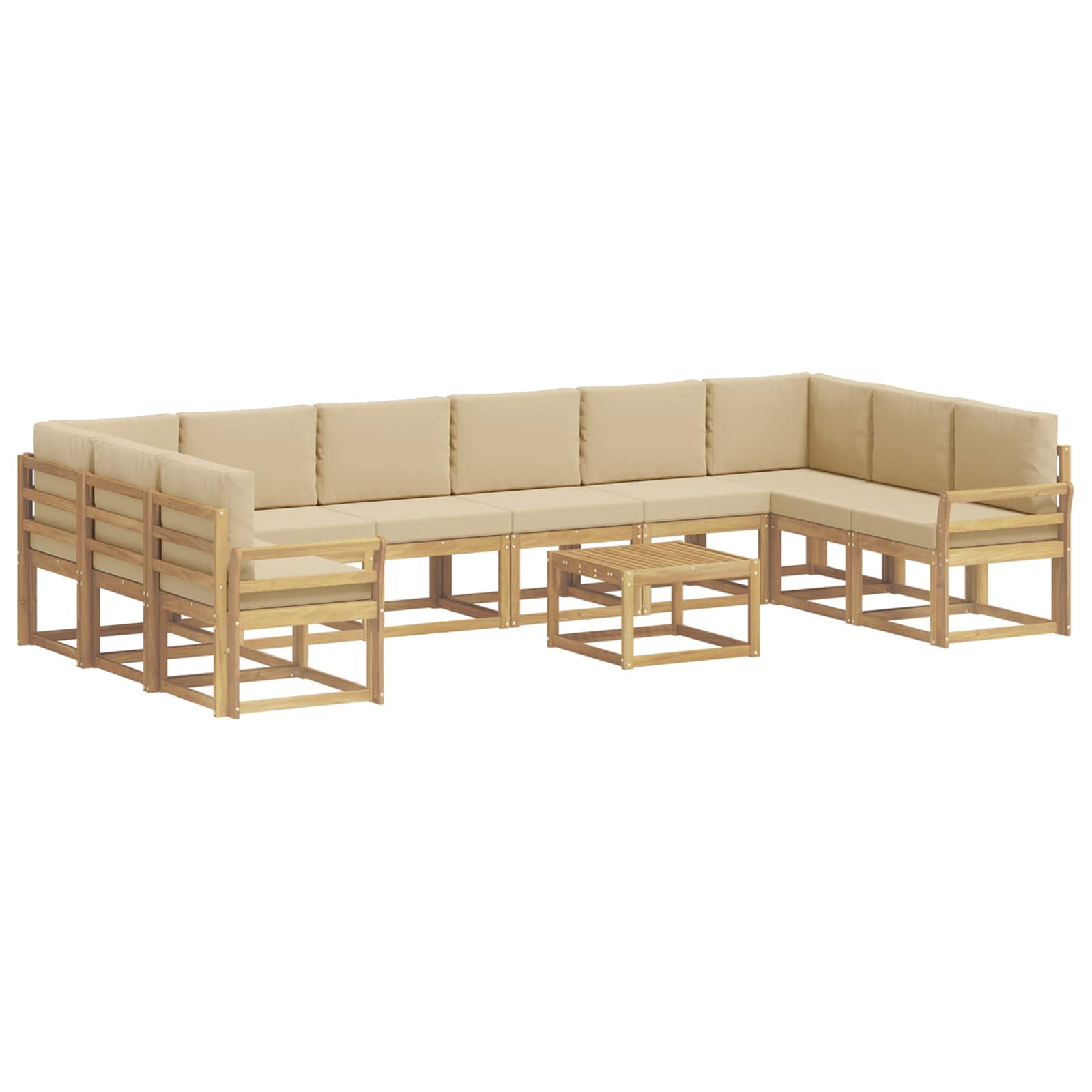 vidaXL Zestaw sof na zewnątrz z poduszką 11 pcs Biały i Beżowy