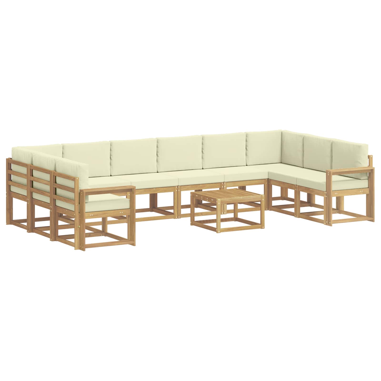 vidaXL Zestaw sof na zewnątrz z poduszką 11 pcs Biały i kremowy