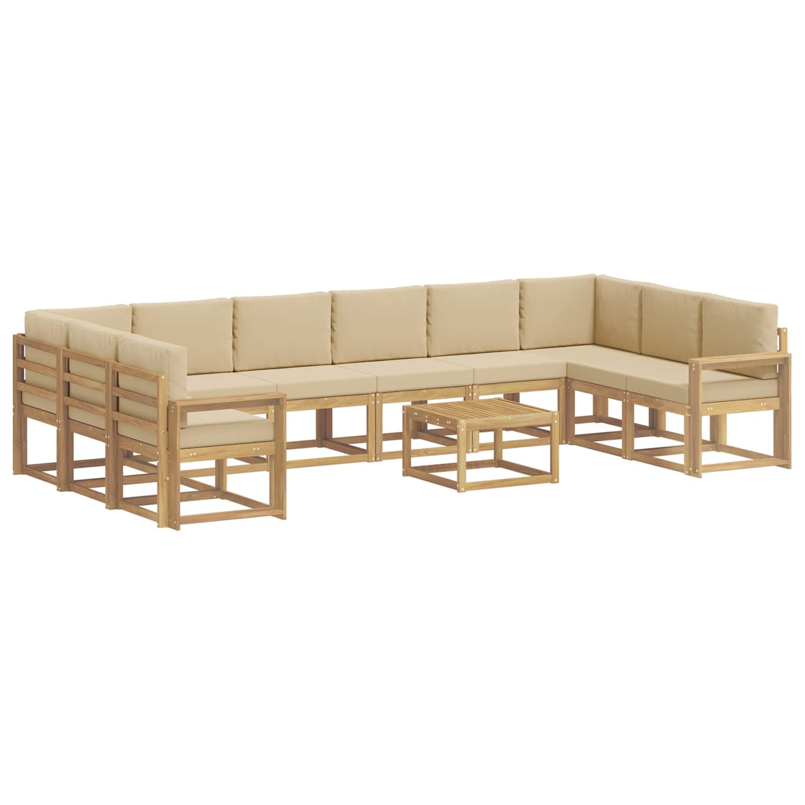 vidaXL Zestaw sof na zewnątrz z poduszką 11 pcs Biały i Beżowy