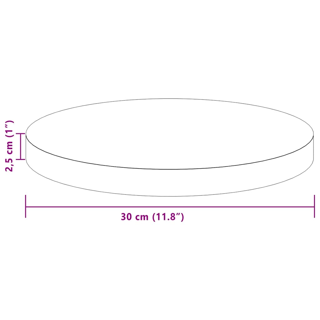 vidaXL Blat stołu Jasny Brąz Ø 30 x 2,5 cm Dąb lite