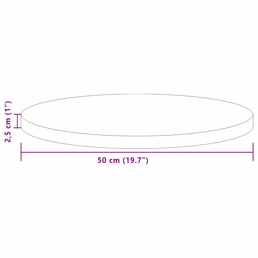 vidaXL Blat stołu Jasny Brąz Ø 50 x 2,5 cm Dąb lite