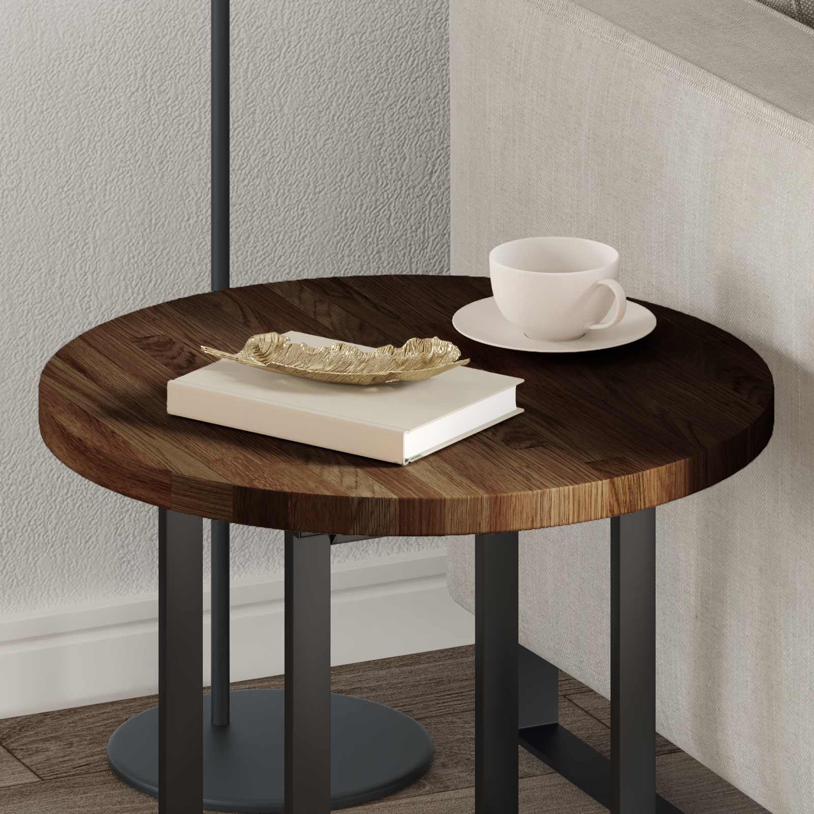 vidaXL Blat stołu Ciemny brąz Ø 50 x 2,5 cm Dąb lite
