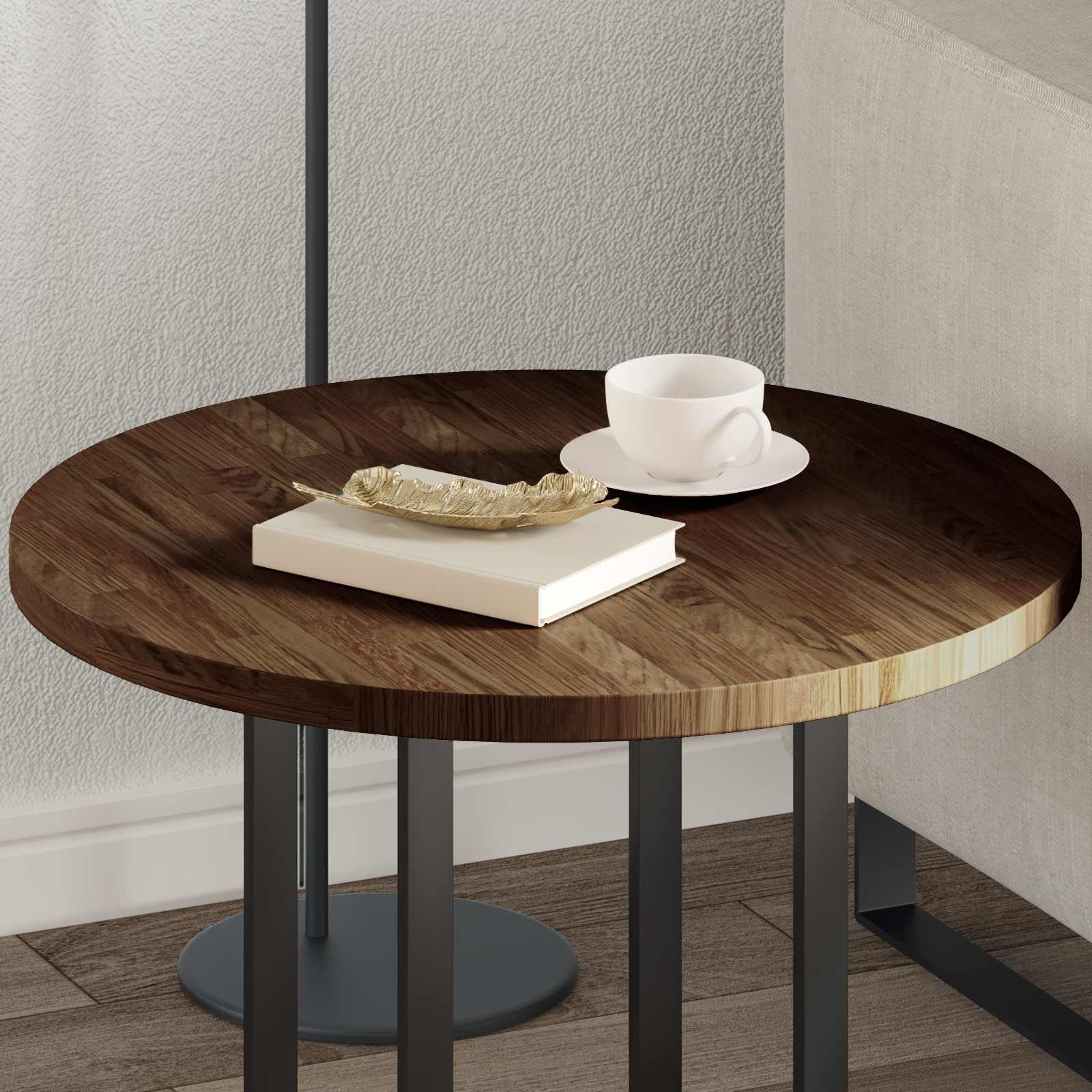 vidaXL Blat stołu Ciemny brąz Ø 60 x 2,5 cm Dąb lite