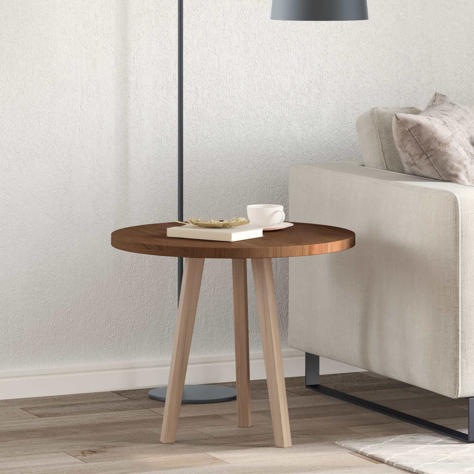 vidaXL Blat stołu Ciemny brąz Ø 60 x 2,5 cm Dąb lite