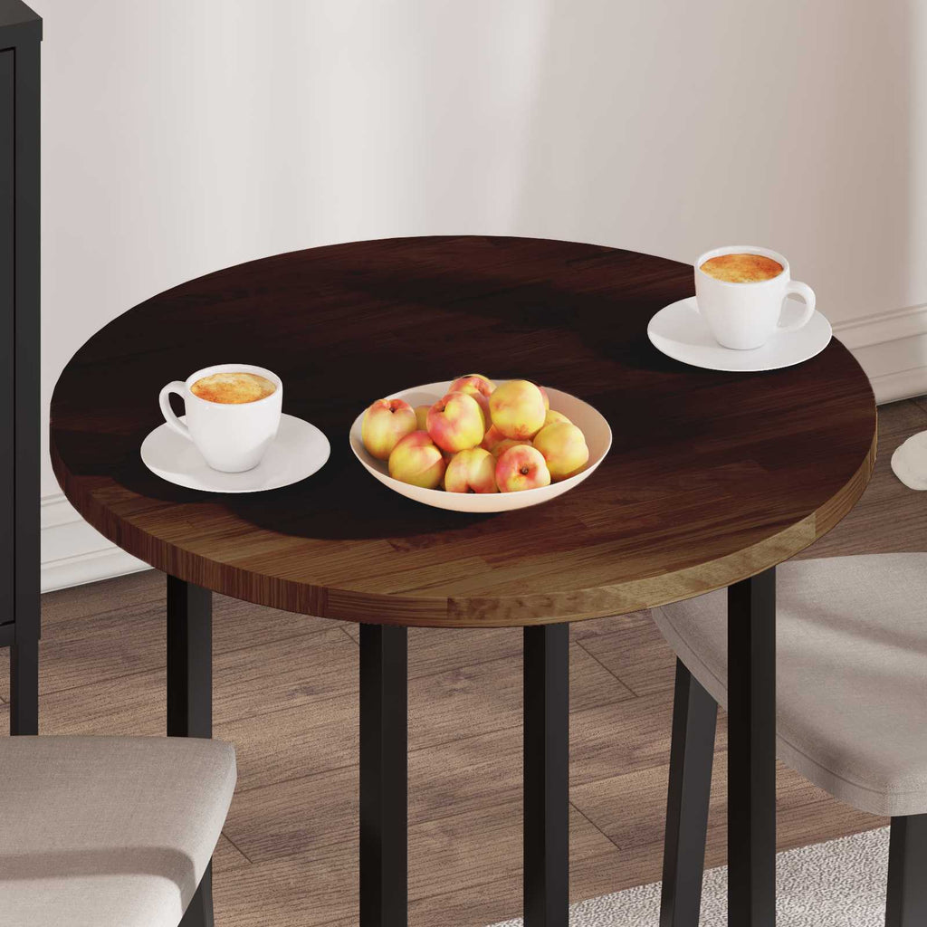 vidaXL Blat stołu Ciemny brąz Ø 70 x 2,5 cm Dąb lite