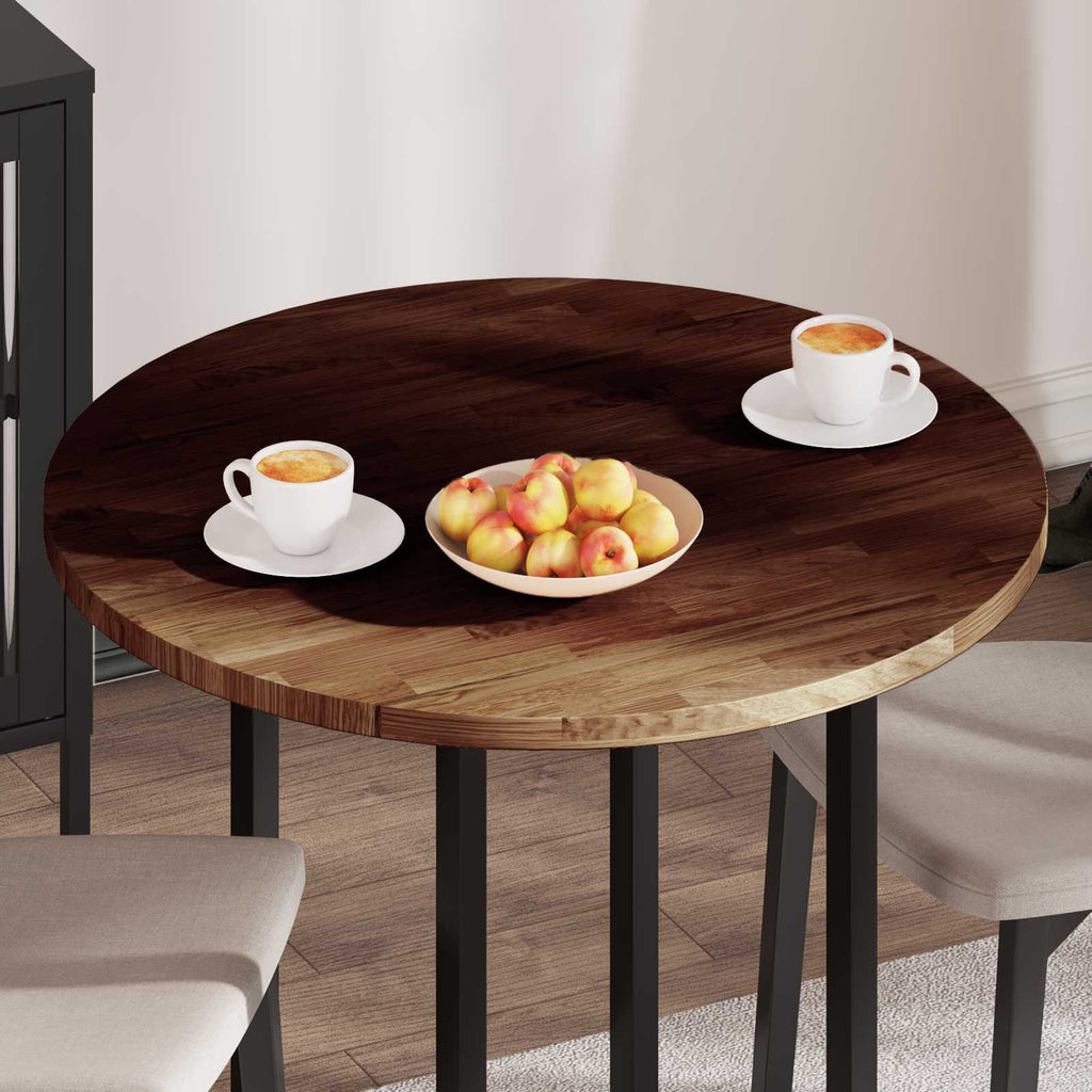 vidaXL Blat stołu Ciemny brąz Ø 80 x 2,5 cm Dąb lite