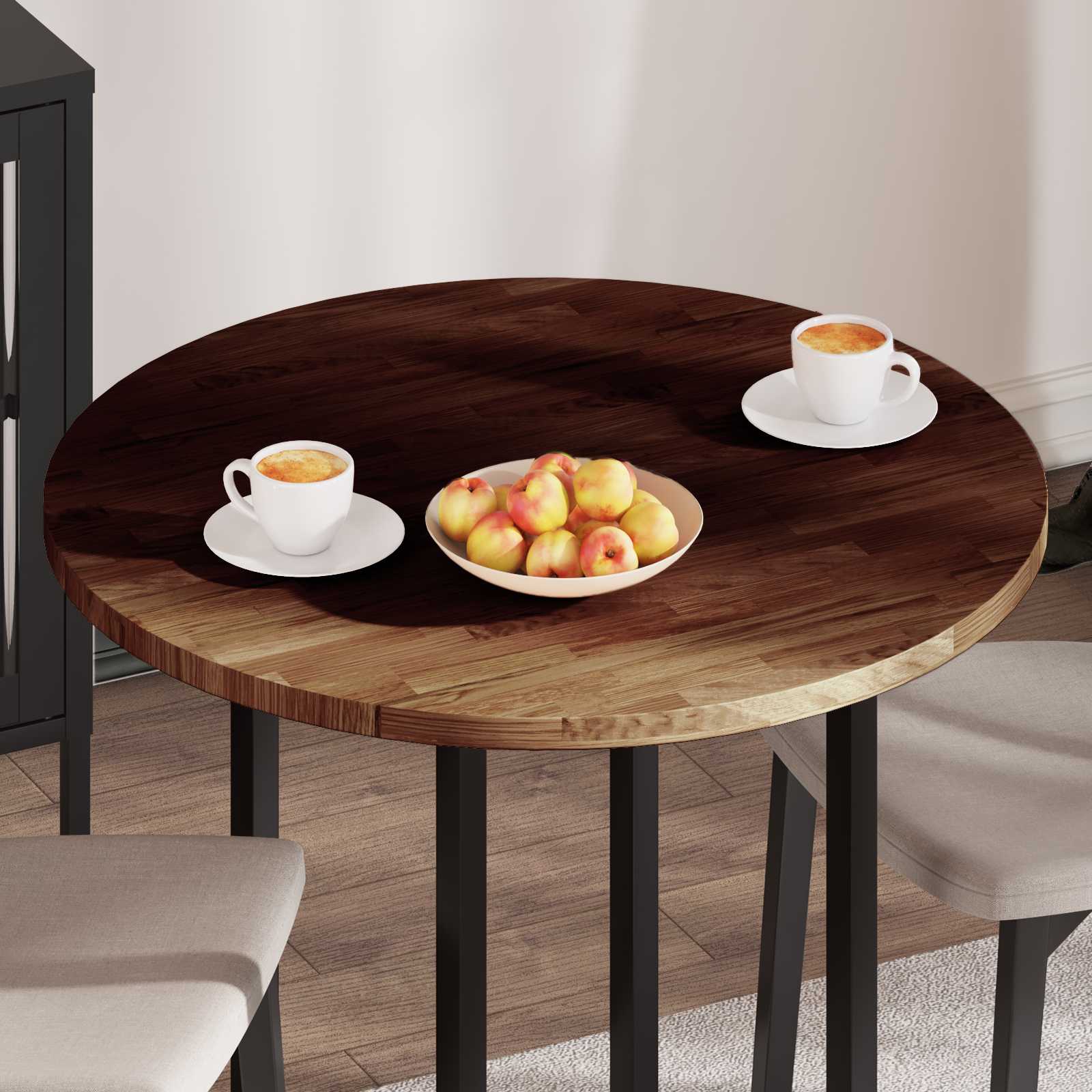 vidaXL Blat stołu Ciemny brąz Ø 80 x 2,5 cm Dąb lite