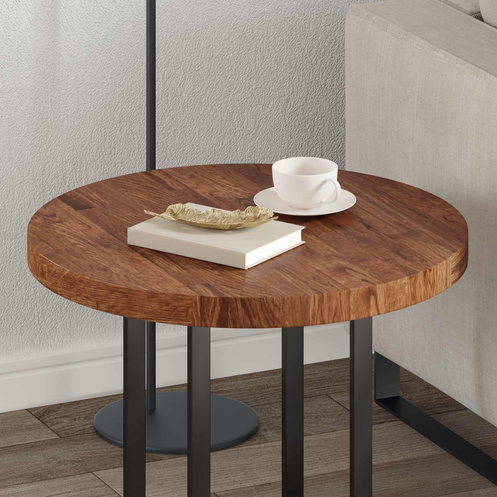 vidaXL Blat stołu Jasny Brąz Ø 60 x 4 cm Dąb lite