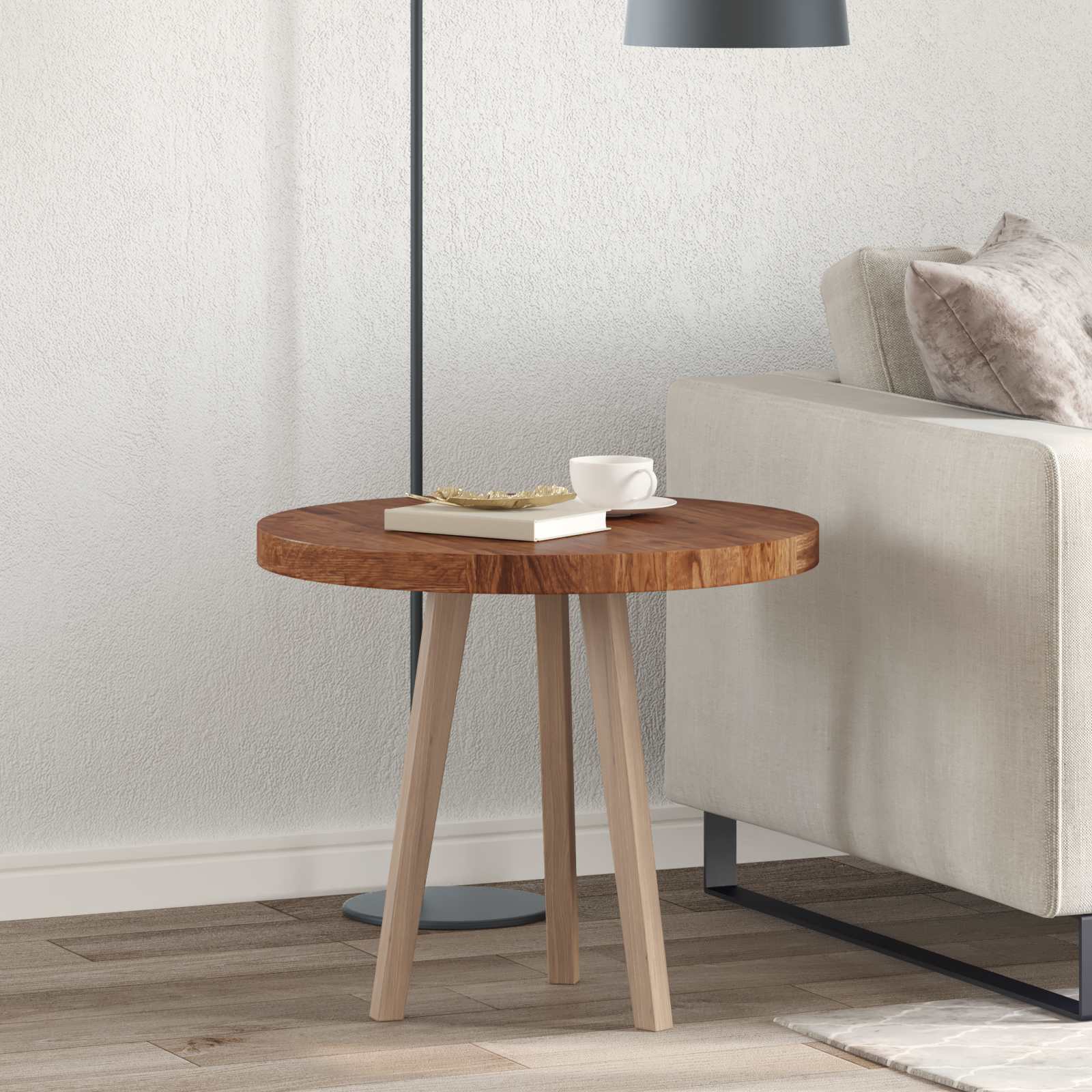 vidaXL Blat stołu Jasny Brąz Ø 60 x 4 cm Dąb lite