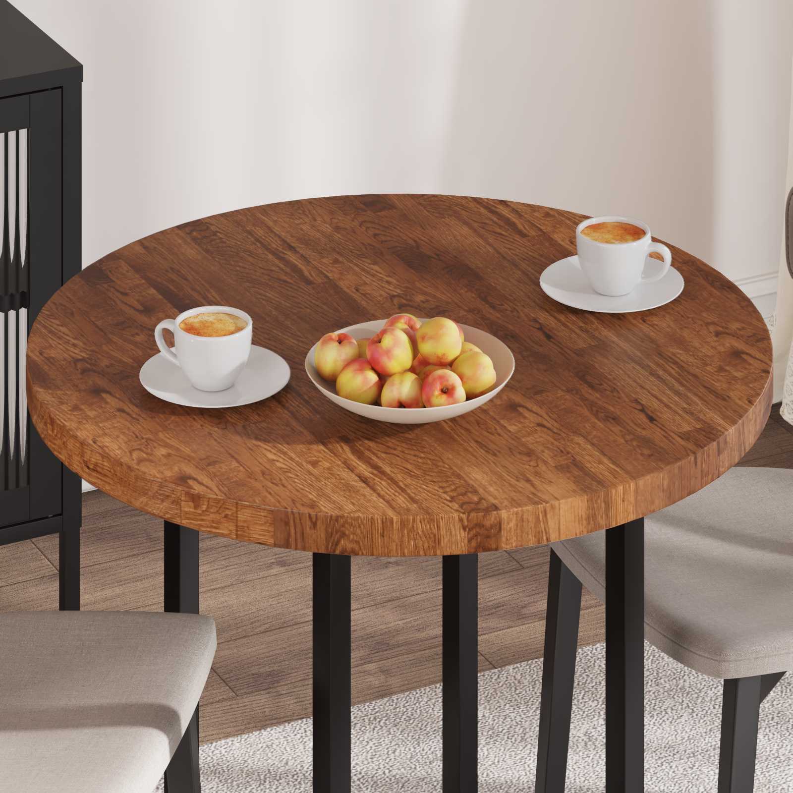 vidaXL Blat stołu Jasny Brąz Ø 80 x 4 cm Dąb lite