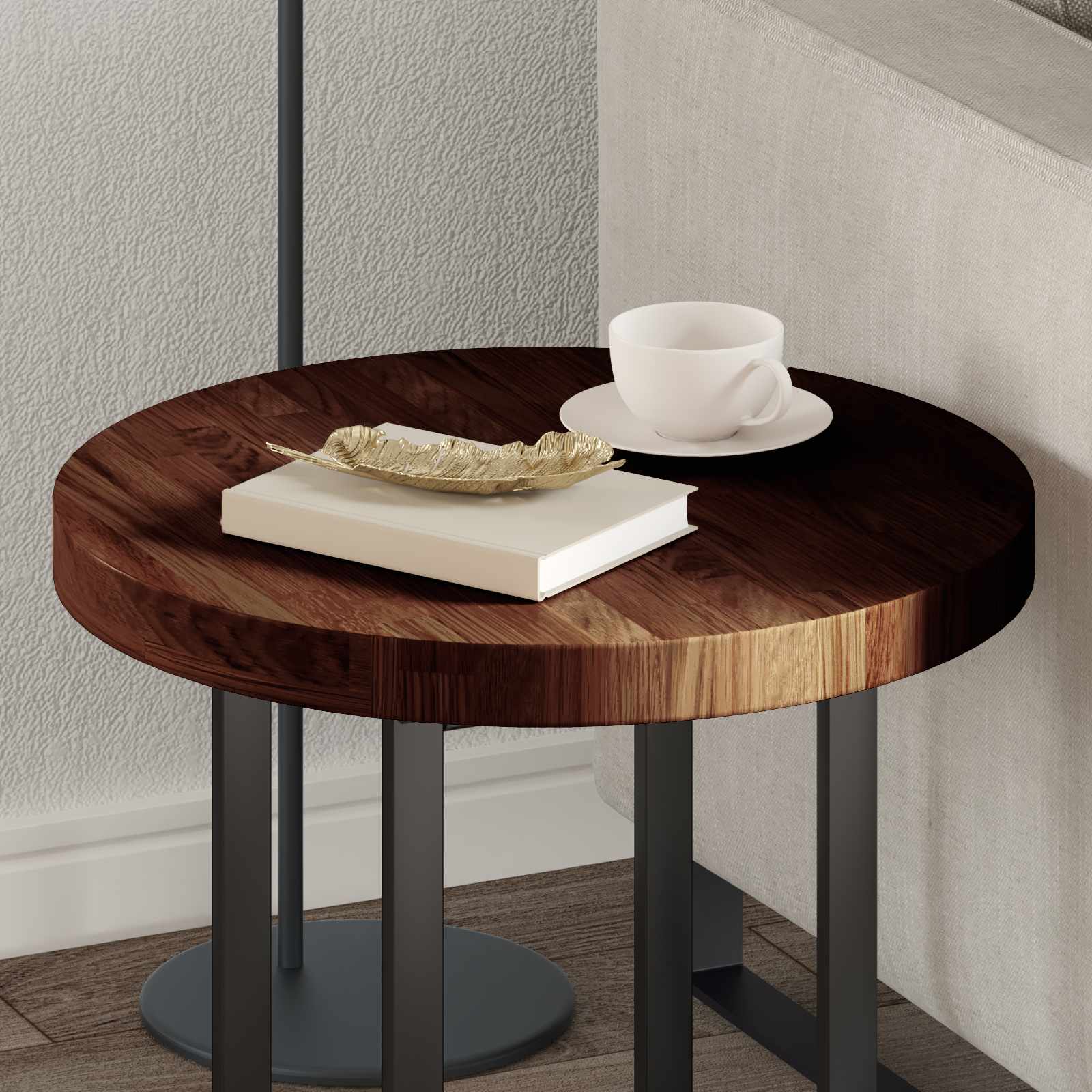 vidaXL Blat stołu Ciemny brąz Ø 50 x 4 cm Dąb lite