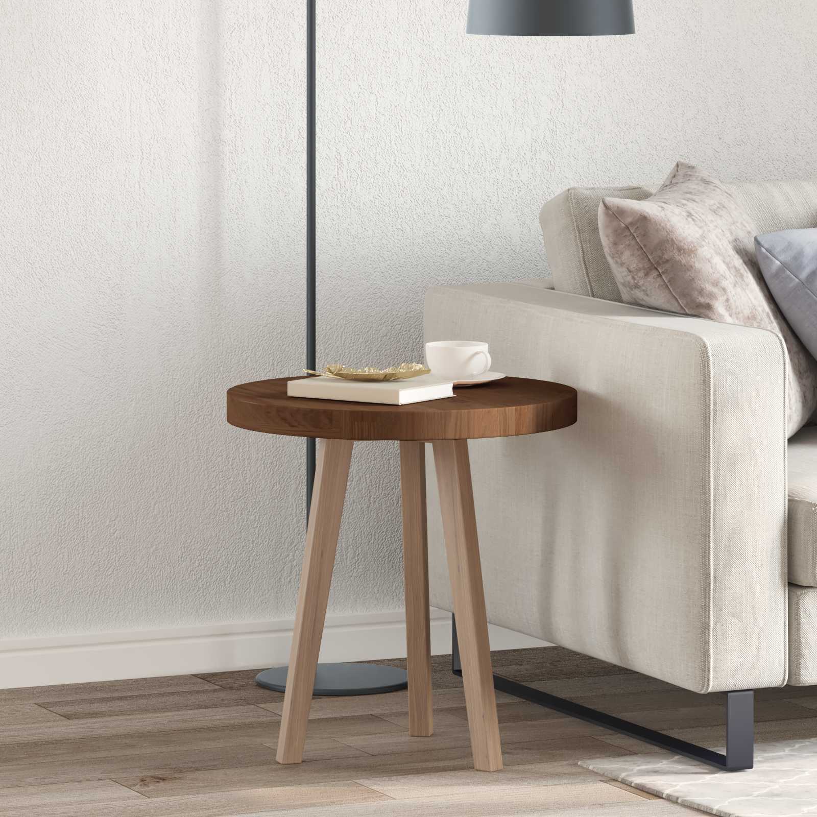 vidaXL Blat stołu Ciemny brąz Ø 50 x 4 cm Dąb lite
