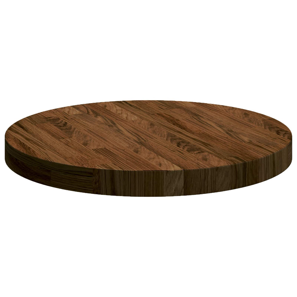 vidaXL Blat stołu Ciemny brąz Ø 50 x 4 cm Dąb lite