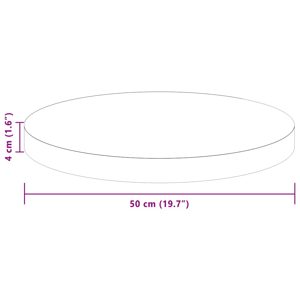 vidaXL Blat stołu Ciemny brąz Ø 50 x 4 cm Dąb lite