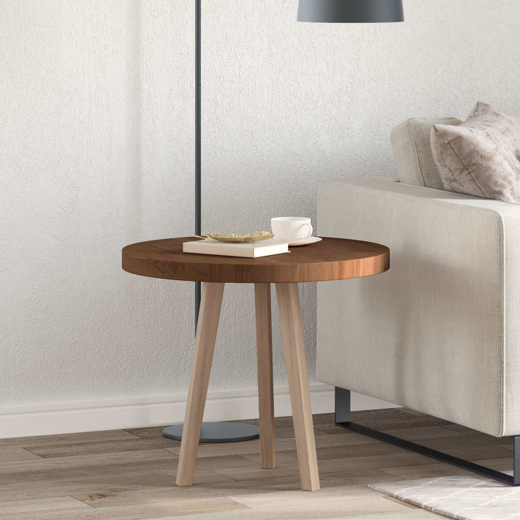 vidaXL Blat stołu Ciemny brąz Ø 60 x 4 cm Dąb lite