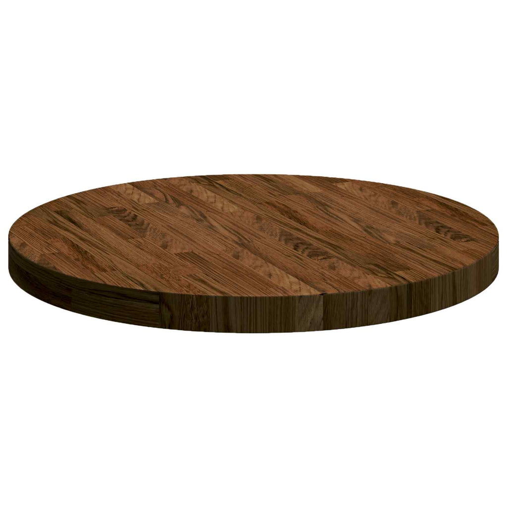 vidaXL Blat stołu Ciemny brąz Ø 60 x 4 cm Dąb lite