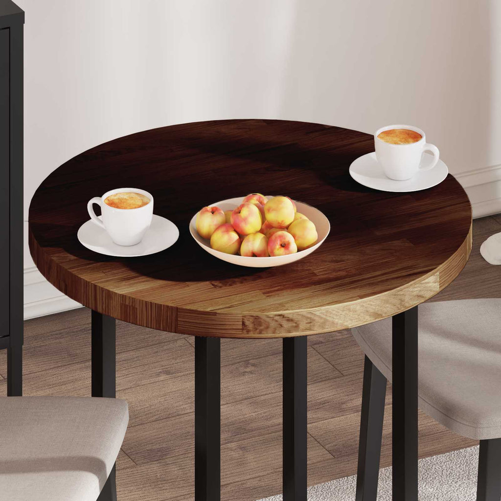 vidaXL Blat stołu Ciemny brąz Ø 70 x 4 cm Dąb lite