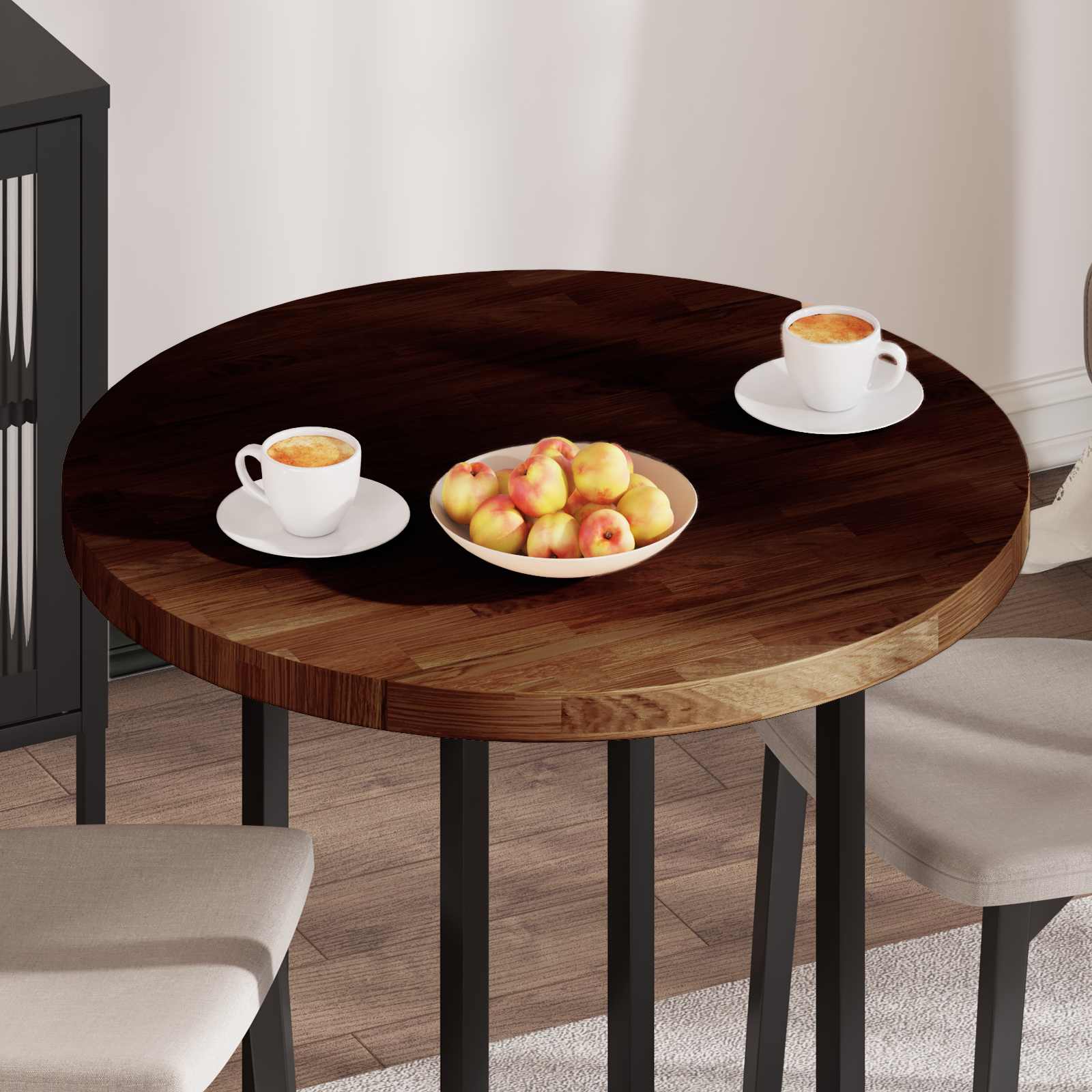 vidaXL Blat stołu Ciemny brąz Ø 80 x 4 cm Dąb lite