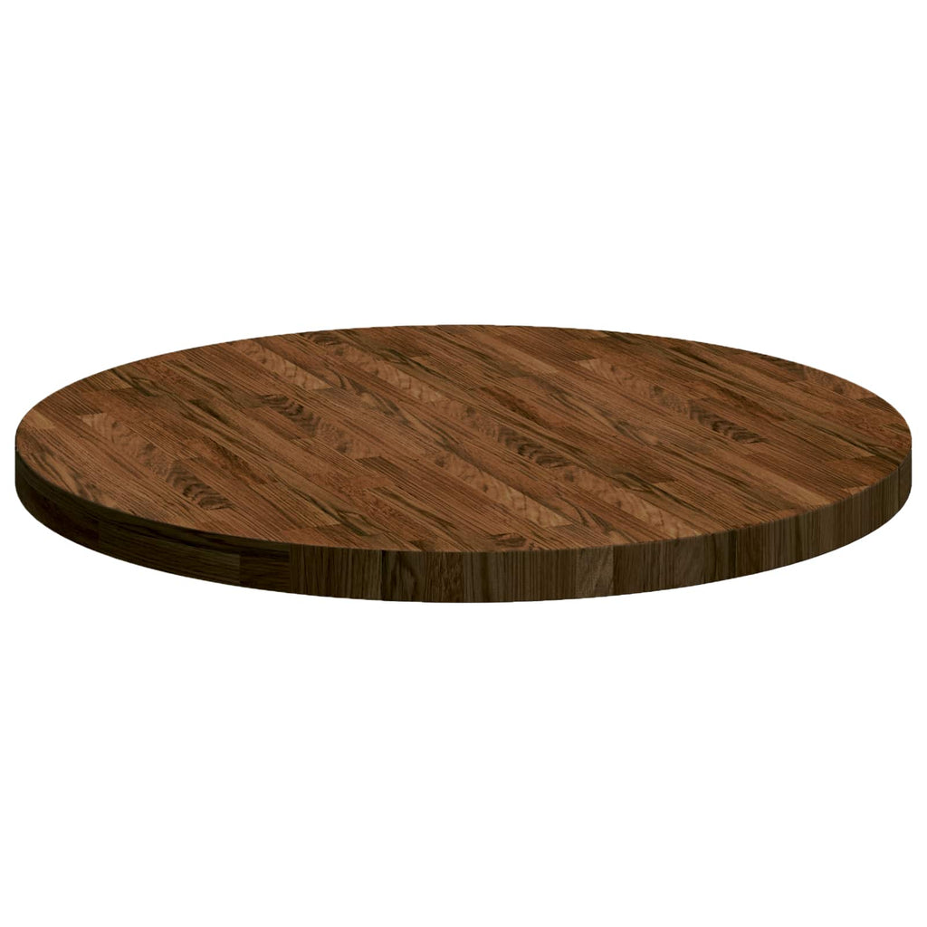 vidaXL Blat stołu Ciemny brąz Ø 80 x 4 cm Dąb lite