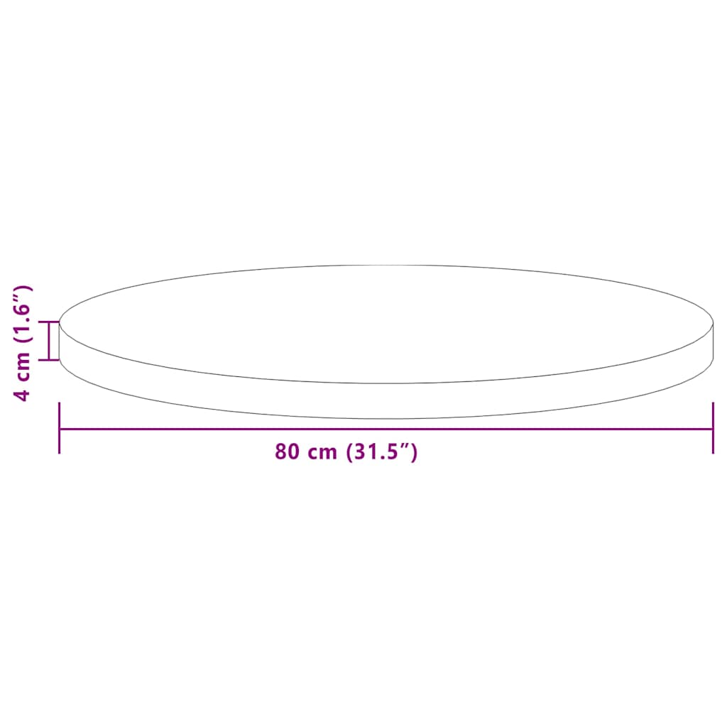 vidaXL Blat stołu Ciemny brąz Ø 80 x 4 cm Dąb lite