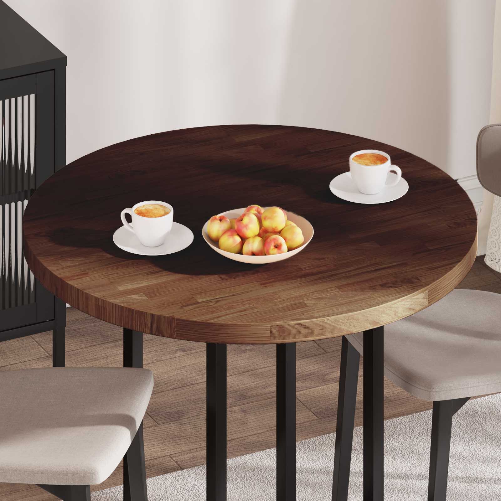 vidaXL Blat stołu Ciemny brąz Ø 90 x 4 cm Dąb lite