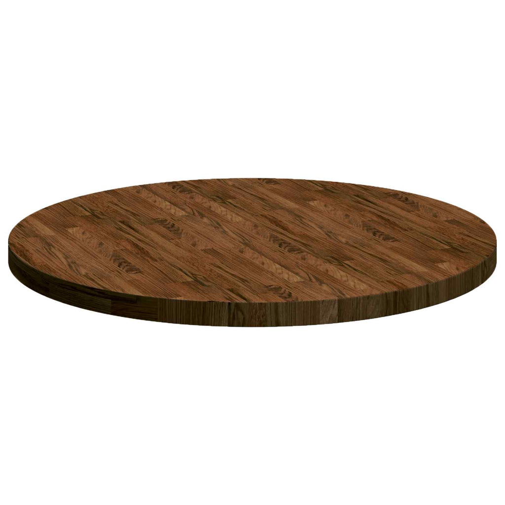 vidaXL Blat stołu Ciemny brąz Ø 90 x 4 cm Dąb lite