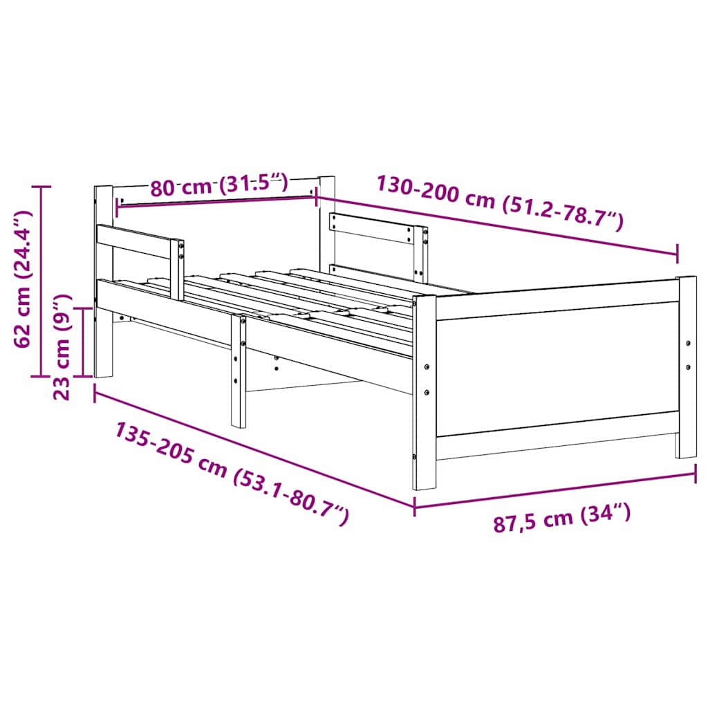 vidaXL Ramka łóżka Brązowy 80 x 200 cm Materiał drewnopochodny