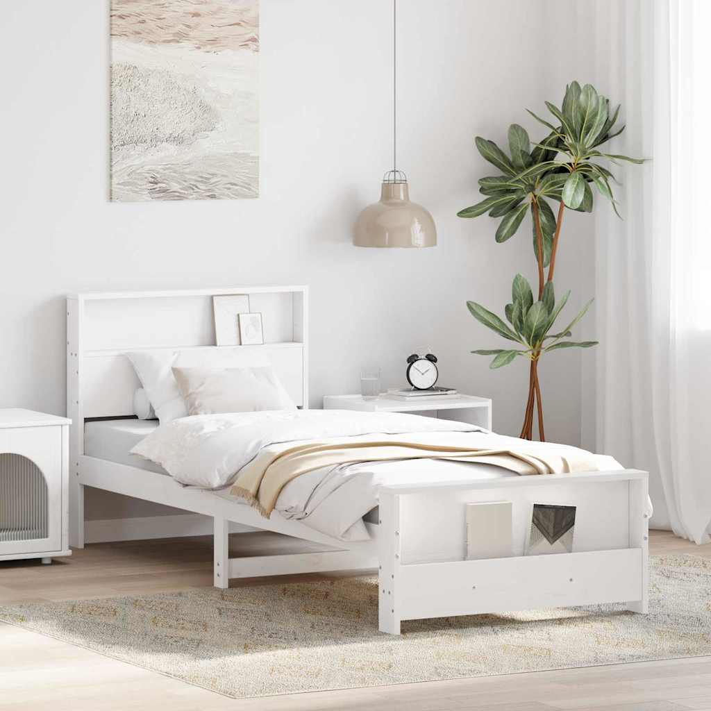 vidaXL Ramka łóżka Biały 90 x 200 cm Materiał drewnopochodny
