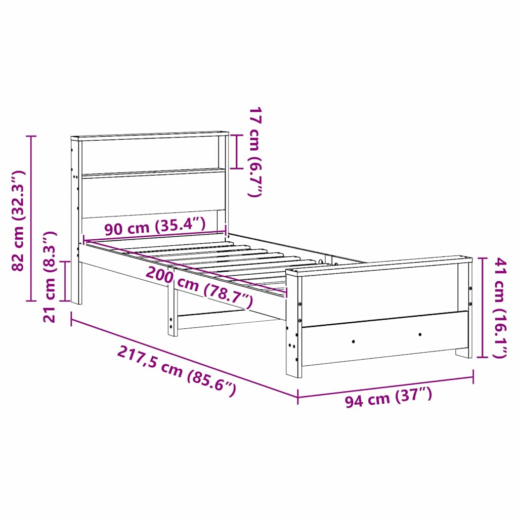 vidaXL Ramka łóżka Woskowy Brąz 90 x 200 cm Materiał drewnopochodny